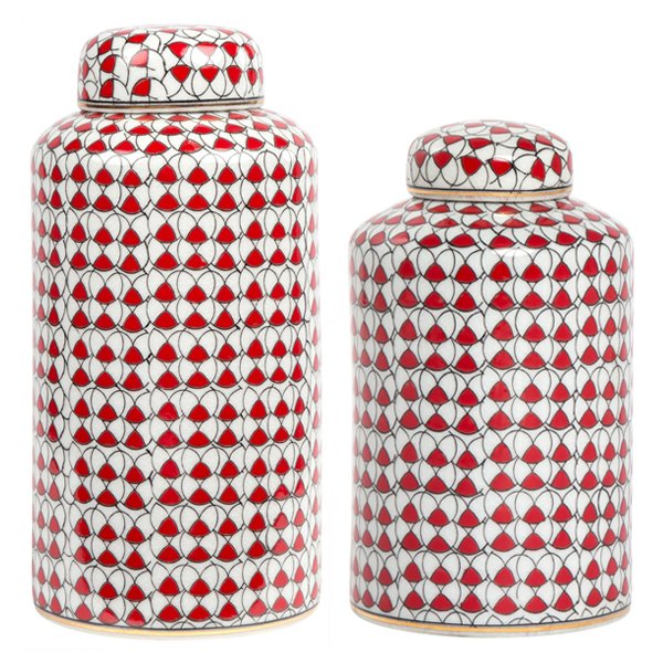 Декоративный сосуд Red ornament Красный Белый Декоративный сосуд Red ornament Красный Белый в Челябинске | Loft Concept