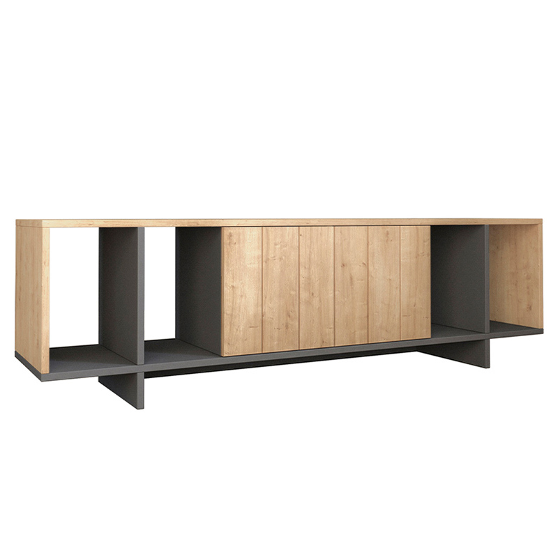ТВ-тумба с откидной дверцей и 4-мя полками ZITANO TV STAND OAK Светлый дуб Серый ТВ-тумба с откидной дверцей и 4-мя полками ZITANO TV STAND OAK Светлый дуб Серый в Челябинске | Loft Concept