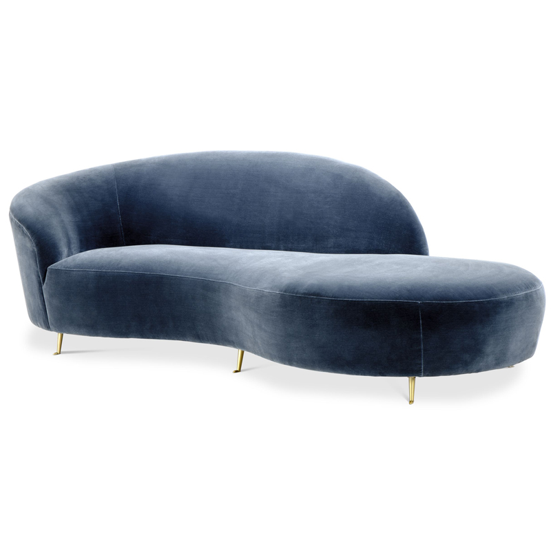 Кушетка Eichholtz Sofa Khan Синий Латунь Кушетка Eichholtz Sofa Khan Синий Латунь в Челябинске | Loft Concept