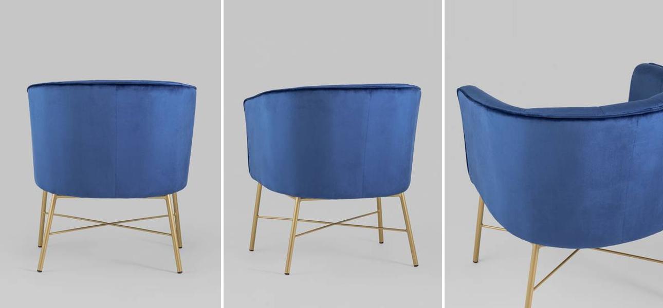 Кресло Mabel велюр цвет синий - фото №1