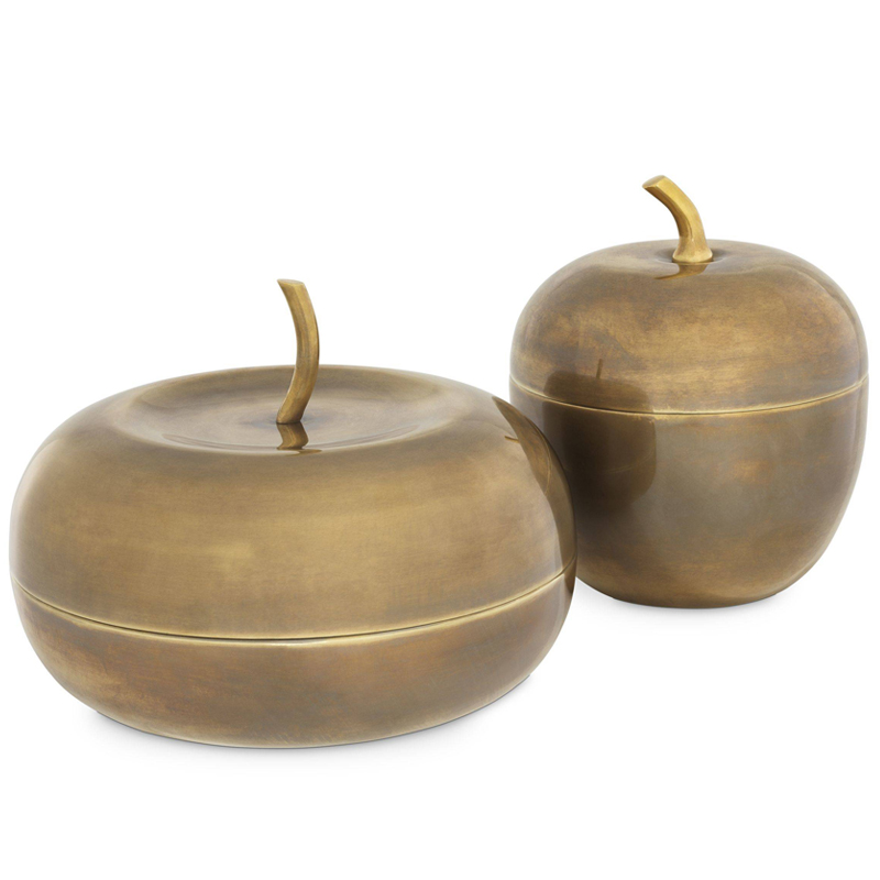 Комплект шкатулок Eichholtz Box Apple Set of 2 brass Винтажная латунь Комплект шкатулок Eichholtz Box Apple Set of 2 brass Винтажная латунь в Челябинске | Loft Concept