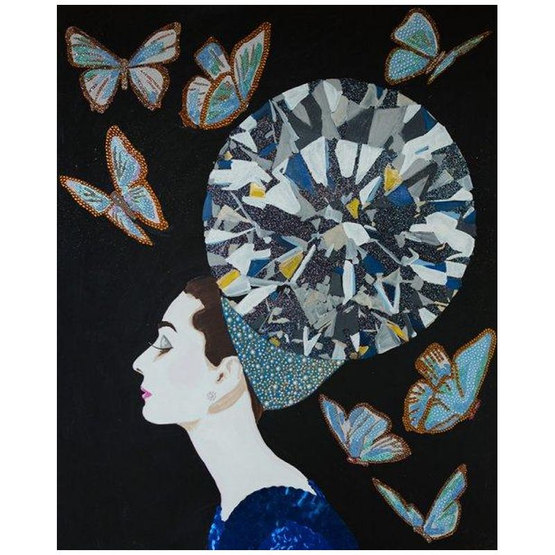 Картина Audrey with Diamond Headdress, Butterflies, and Black Background Мульти Картина Audrey with Diamond Headdress, Butterflies, and Black Background Мульти в Челябинске | Loft Concept