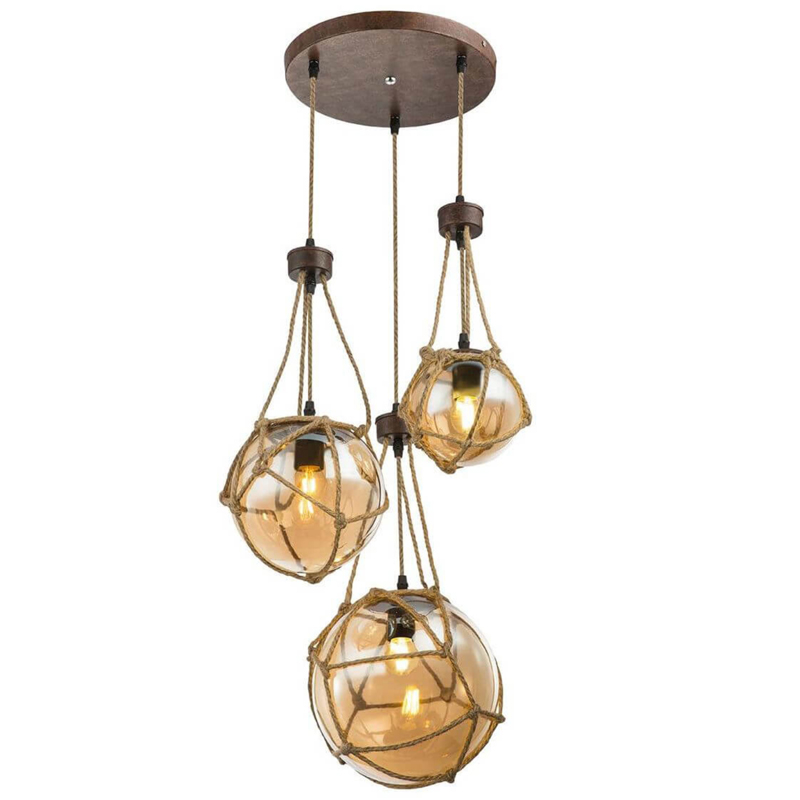 Светильник LOFT ROPE Three Balls Черный Коричневый Светильник LOFT ROPE Three Balls Черный Коричневый в Челябинске | Loft Concept