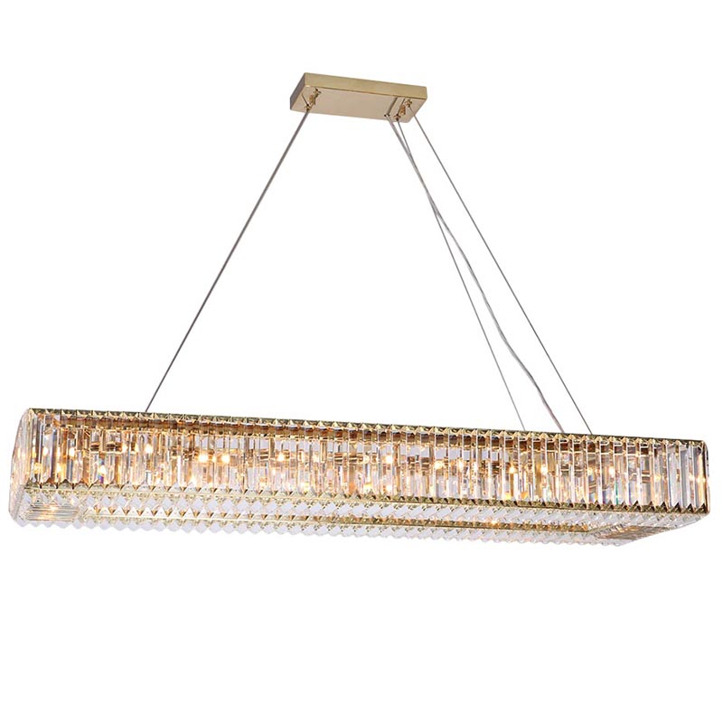 Люстра Darleen Crystal Gold Rectangular Chandelier Золотой Прозрачный (Transparent) Люстра Darleen Crystal Gold Rectangular Chandelier Золотой Прозрачный (Transparent) в Челябинске | Loft Concept