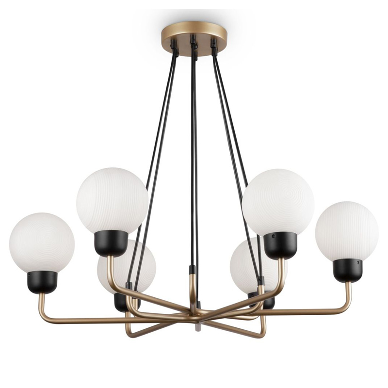 Люстра Andresa Chandelier 6 Balls Золотой Белое матовое стекло Люстра Andresa Chandelier 6 Balls Золотой Белое матовое стекло в Челябинске | Loft Concept
