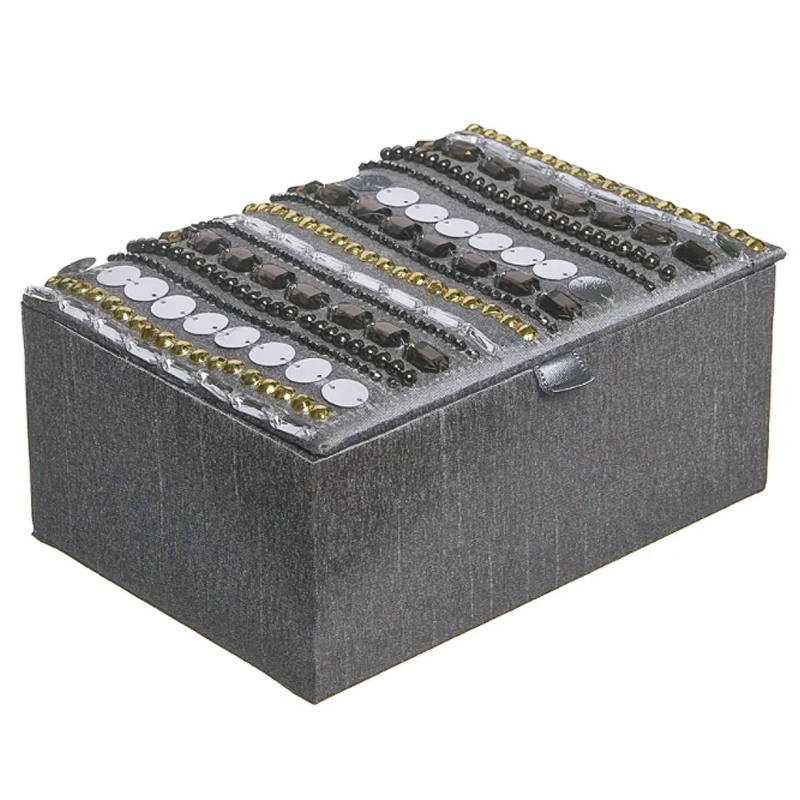 Шкатулка с вышивкой из бисера Kinue Beads Embroidery Box Серебряный Серый Золотой Шкатулка с вышивкой из бисера Kinue Beads Embroidery Box Серебряный Серый Золотой в Челябинске | Loft Concept