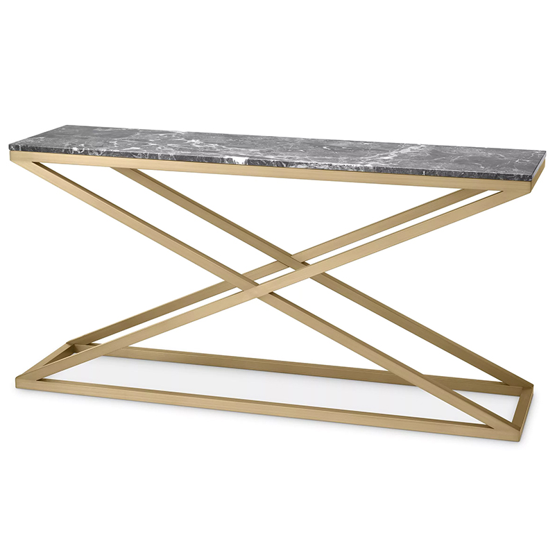Консоль Eichholtz Console Table Criss Cross Латунь Серый Консоль Eichholtz Console Table Criss Cross Латунь Серый в Челябинске | Loft Concept