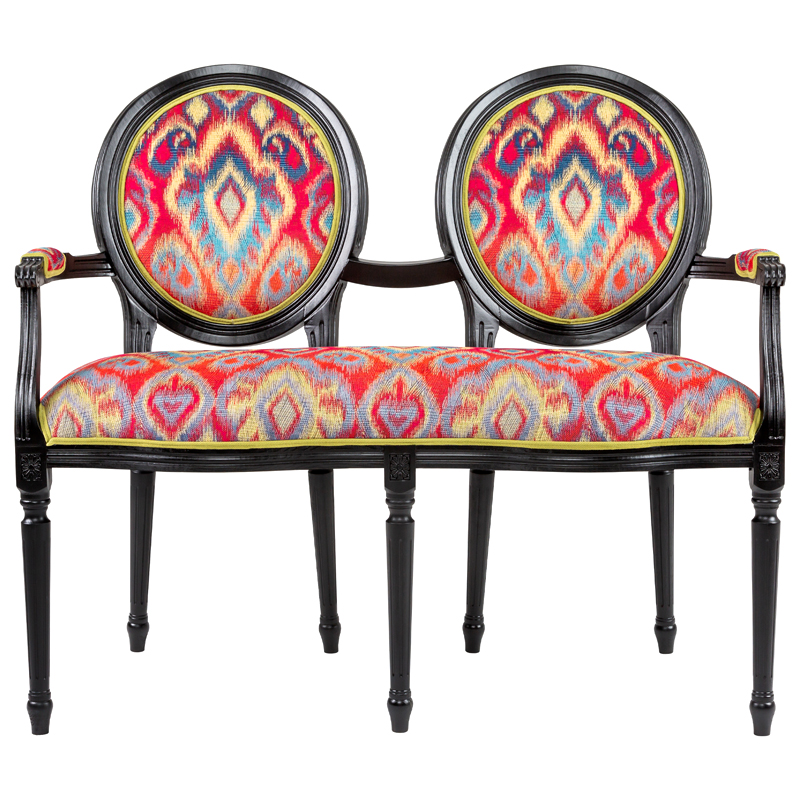 Диванетка Ikat Pattern Черная Черный Красный Мульти Диванетка Ikat Pattern Черная Черный Красный Мульти в Челябинске | Loft Concept