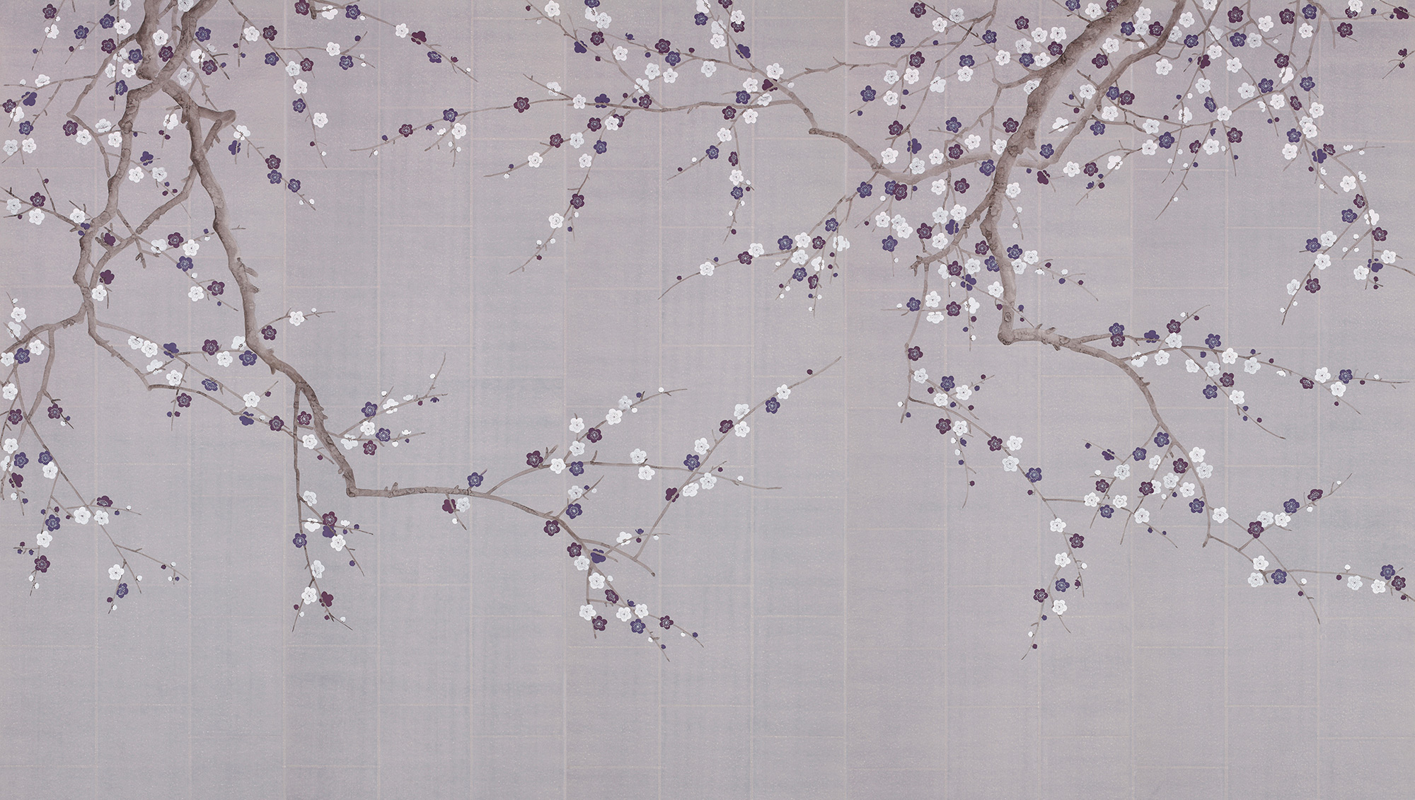 Обои ручная роспись Plum Blossom Lavender on Rich Mauve India tea paper Обои ручная роспись Plum Blossom Lavender on Rich Mauve India tea paper - постер Loft-Concept в Челябинске