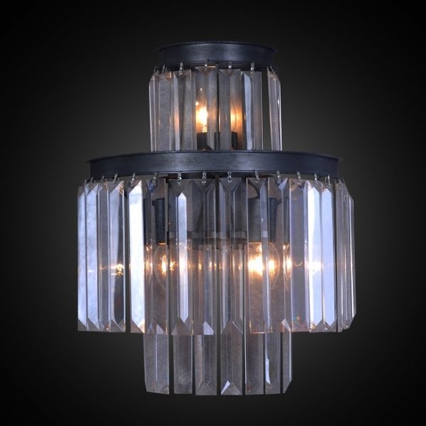 Бра RH 1920s Odeon Clear Glass Fringe Bra - 3 rings Черный Бра RH 1920s Odeon Clear Glass Fringe Bra - 3 rings Черный в Челябинске | Loft Concept