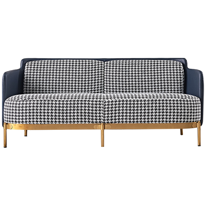 Диван Pied de Poule Blue Sofa Черно-белый Синий Латунь Диван Pied de Poule Blue Sofa Черно-белый Синий Латунь в Челябинске | Loft Concept