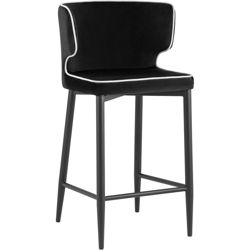 Стул Полубарный Chair посадка 65 см Черный Велюр с Белым кантом Черный Белый Стул Полубарный Chair посадка 65 см Черный Велюр с Белым кантом Черный Белый в Челябинске | Loft Concept