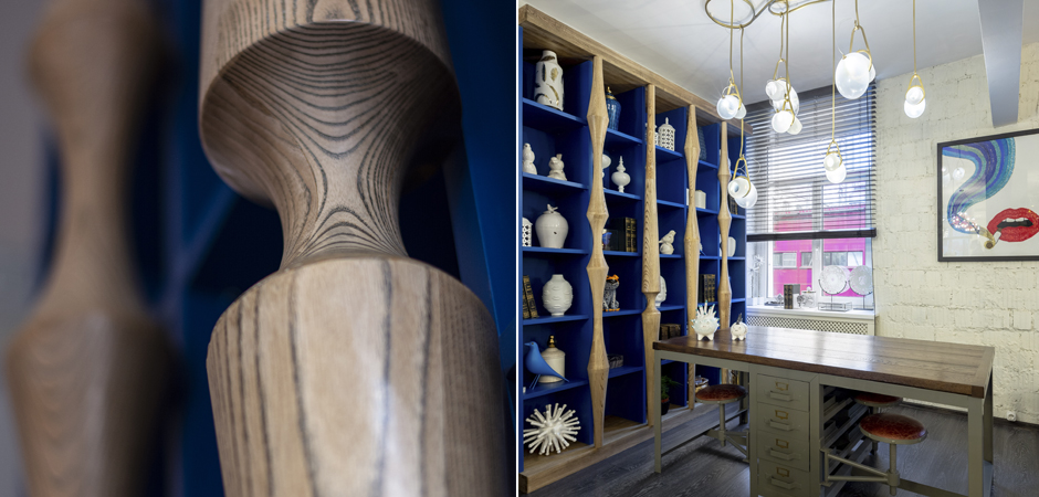 Стеллаж Oak Columns & Blue Стеллаж Oak Columns & Blue - Loft-Concept в Челябинске