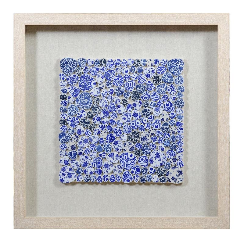Панно Blue and White Mosaic square Белый Синий Бежевый Панно Blue and White Mosaic square Белый Синий Бежевый в Челябинске | Loft Concept