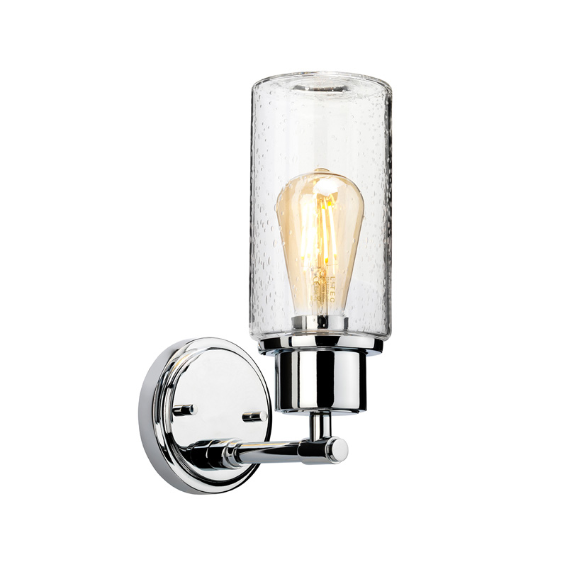 Бра с цилиндрическим прозрачным плафоном из стекла с пузырьками Elstead Lighting Хром Прозрачное Стекло в Челябинске | Loft Concept 