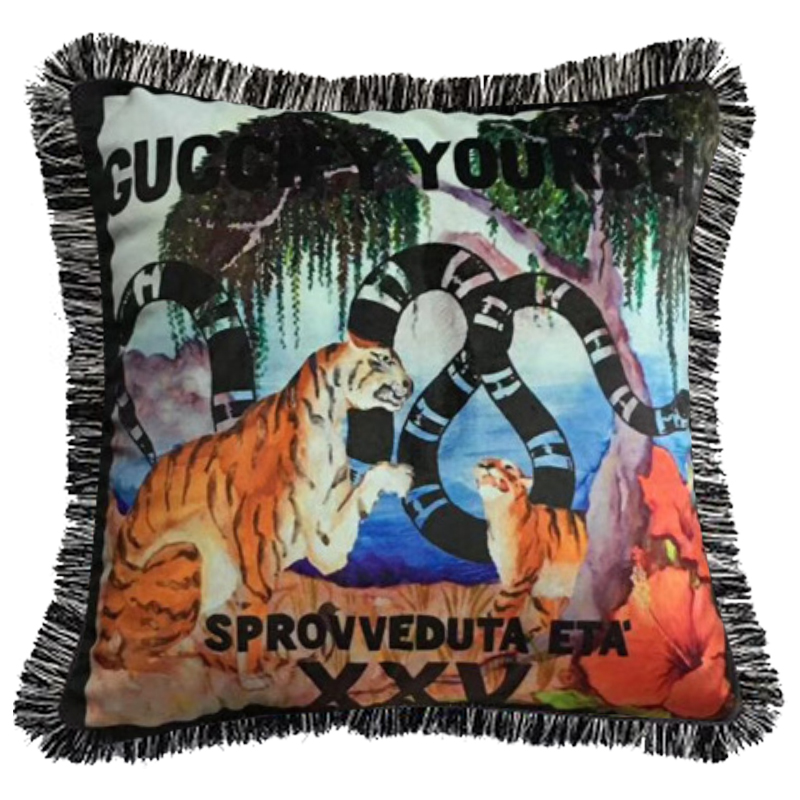 Декоративная подушка Cтиль Gucci Tigers Мульти Декоративная подушка Cтиль Gucci Tigers Мульти в Челябинске | Loft Concept