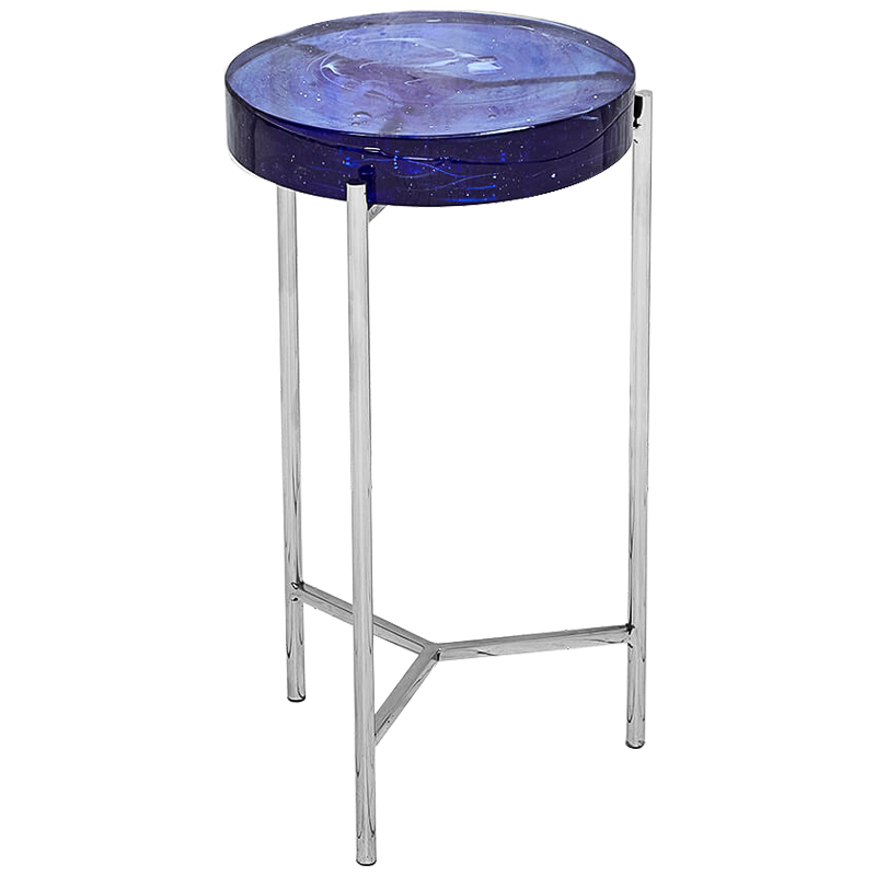 Приставной стол Blue Lollipop Side Table Синий Никель Приставной стол Blue Lollipop Side Table Синий Никель в Челябинске | Loft Concept
