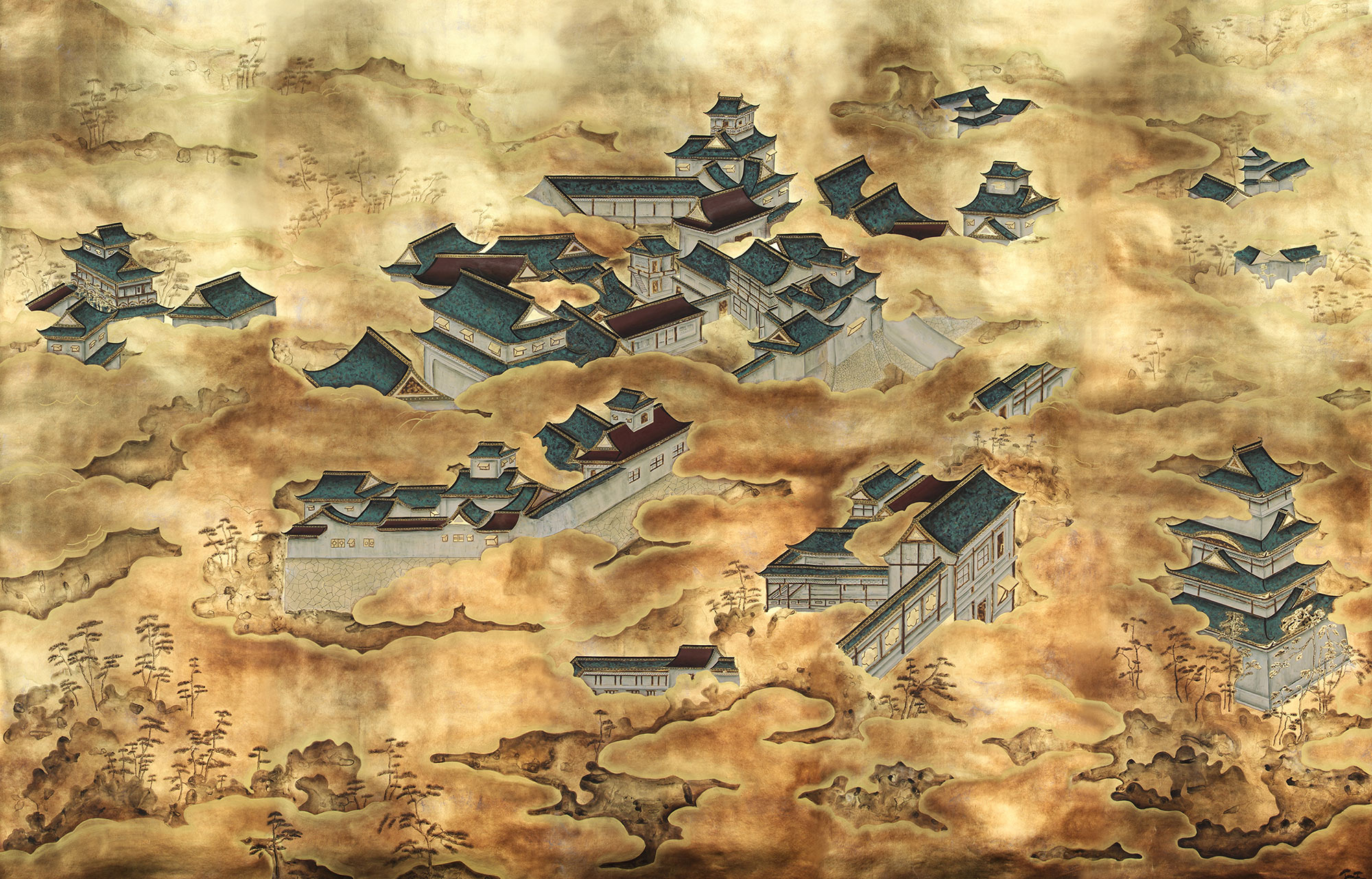 Обои ручная роспись Imperial Palace Original colourway on Deep Rich Gold gilded paper Обои ручная роспись Imperial Palace Original colourway on Deep Rich Gold gilded paper - постер Loft-Concept в Челябинске