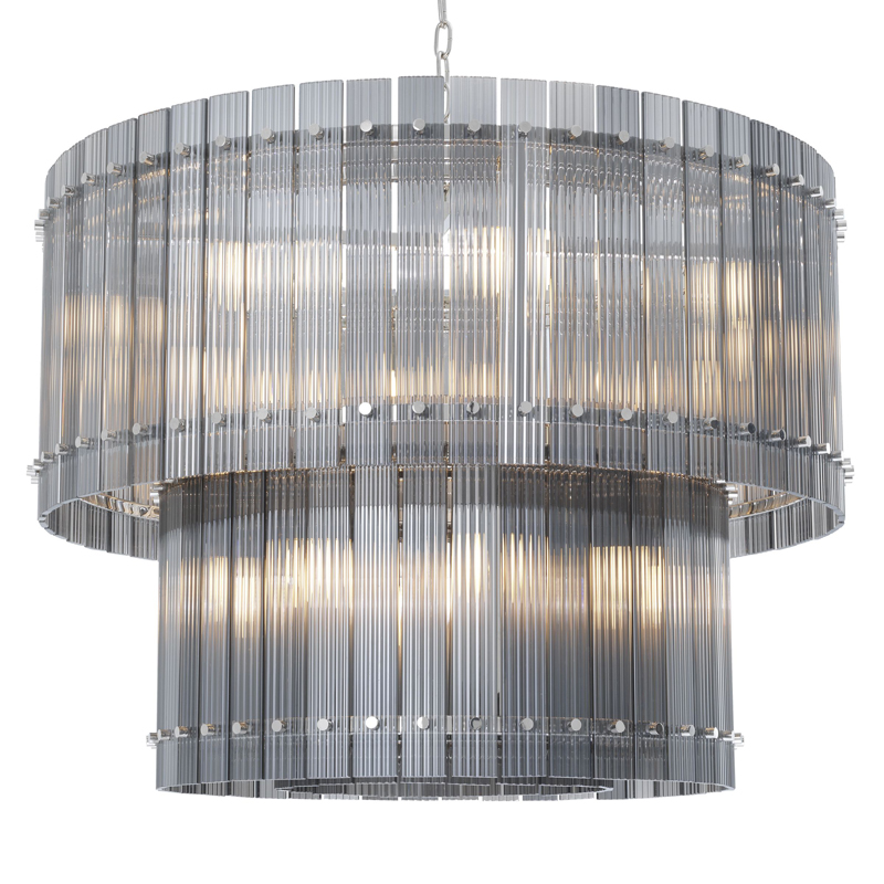 Люстра Eichholtz Chandelier Ruby L smoke Никель Стекло Смок в Челябинске | Loft Concept 