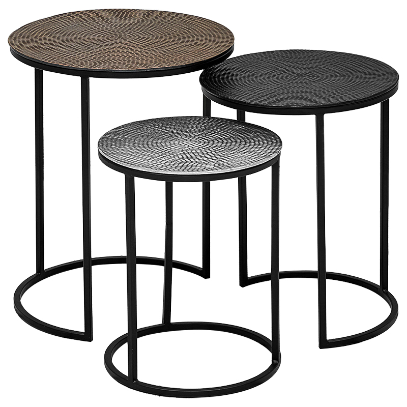 Набор приставных столиков Patrice side table Темная бронза винтаж Черный в Челябинске | Loft Concept 
