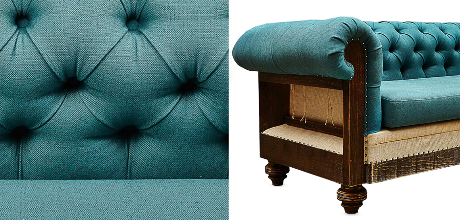 Диван Deconstructed Chesterfield Sofa triple turquoise Linen Диван Deconstructed Chesterfield Sofa triple turquoise Linen - Loft-Concept в Челябинске