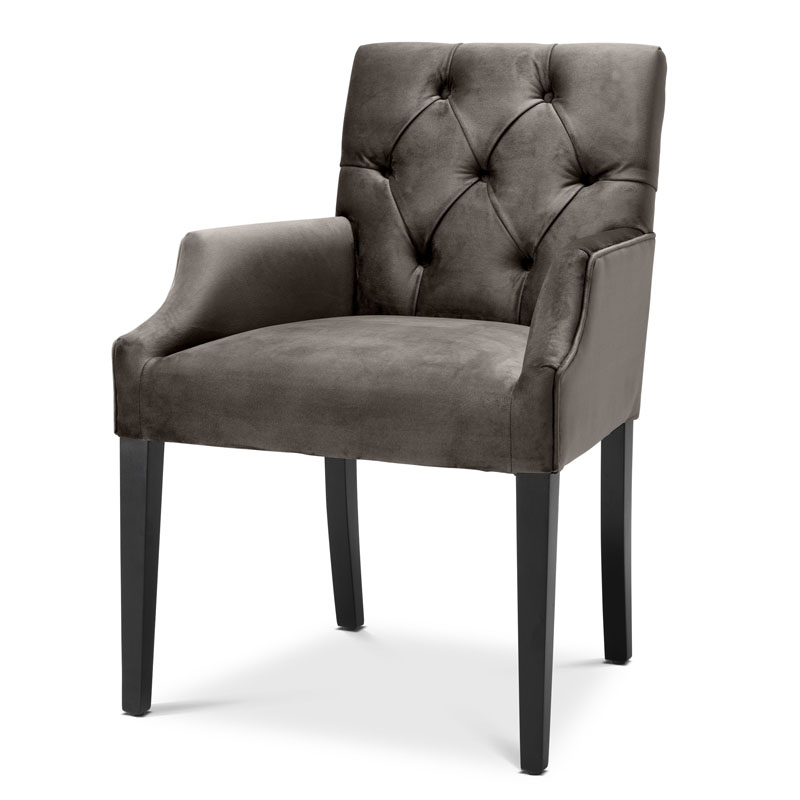 Стул Eichholtz DINING CHAIR ATENA WITH ARM dark Серый Черный Стул Eichholtz DINING CHAIR ATENA WITH ARM dark Серый Черный в Челябинске | Loft Concept