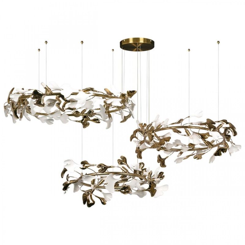 Люстра Триптих Wintery flover Gold с Белыми плафонами Золотой Белый Люстра Триптих Wintery flover Gold с Белыми плафонами Золотой Белый в Челябинске | Loft Concept