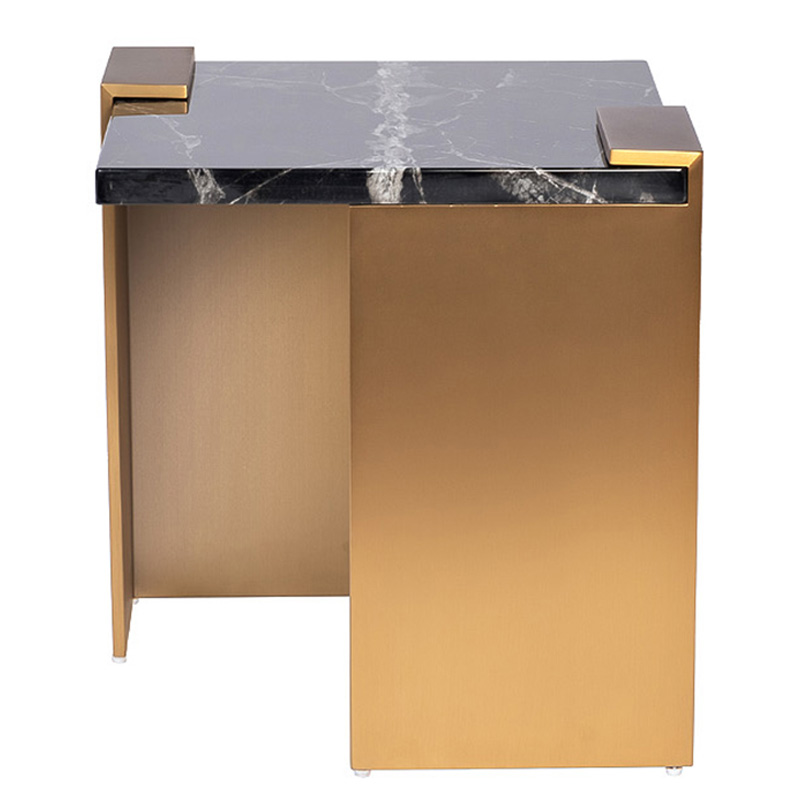 Приставной стол tormund Side Table матовое золото Черный Мрамор Nero в Челябинске | Loft Concept 