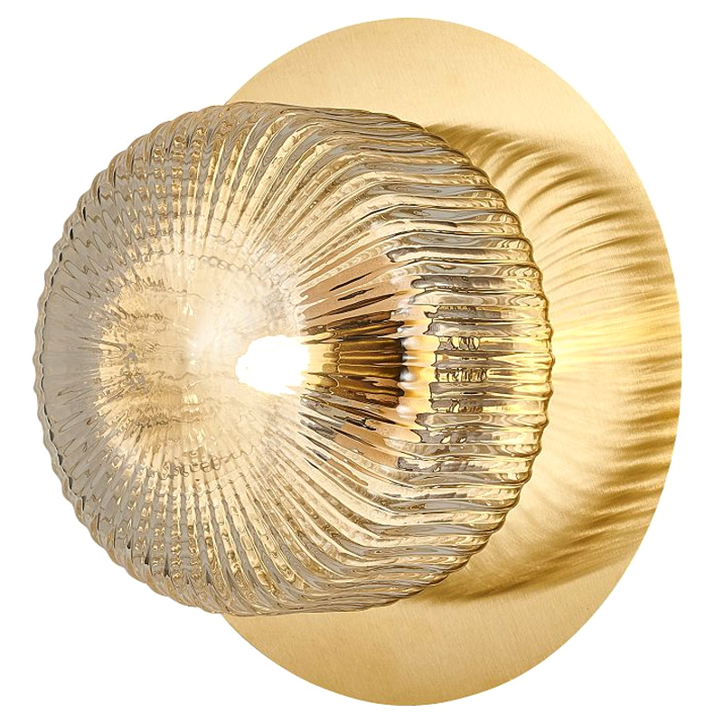 Бра с рельефным плафоном Blown Glass Латунь Прозрачный Бра с рельефным плафоном Blown Glass Латунь Прозрачный в Челябинске | Loft Concept