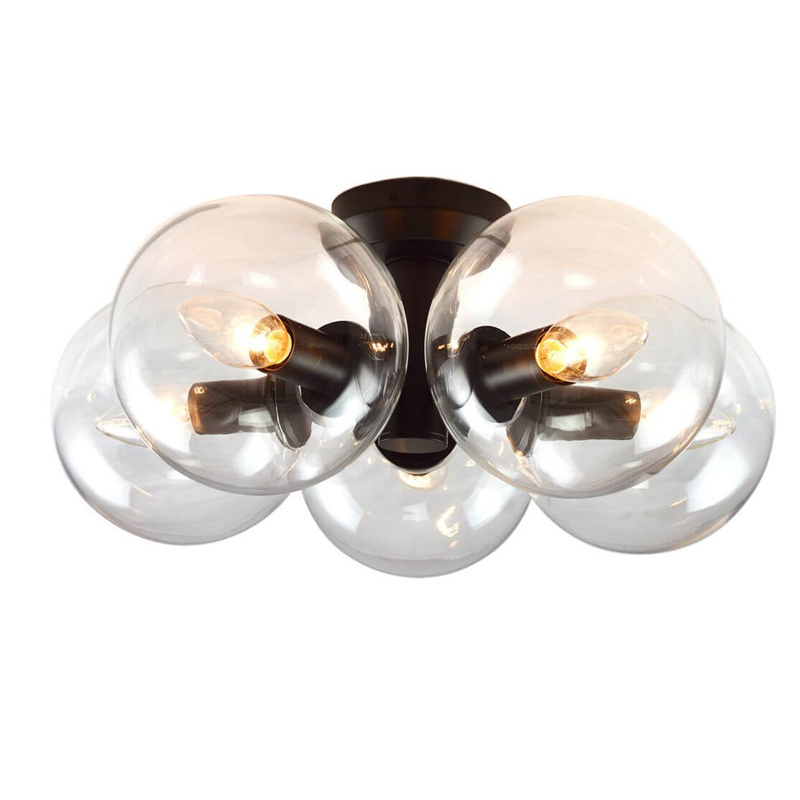 Потолочный светильник Modo 5 Globes Ceiling Lamp 41 Черный Прозрачное Стекло Потолочный светильник Modo 5 Globes Ceiling Lamp 41 Черный Прозрачное Стекло в Челябинске | Loft Concept