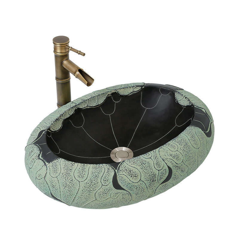 Раковина Lotus Leaf Oval Графит Зеленый шалфей Раковина Lotus Leaf Oval Графит Зеленый шалфей в Челябинске | Loft Concept