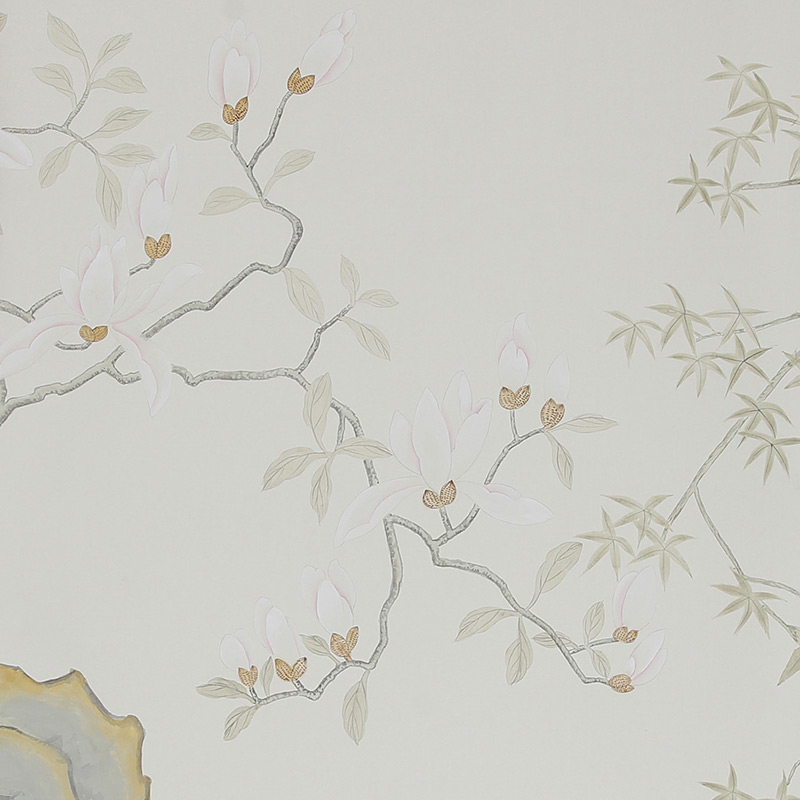 Обои ручная роспись Summer Night Blossom Colourway SC-122 on Bleached white dyed silk  в Челябинске | Loft Concept 