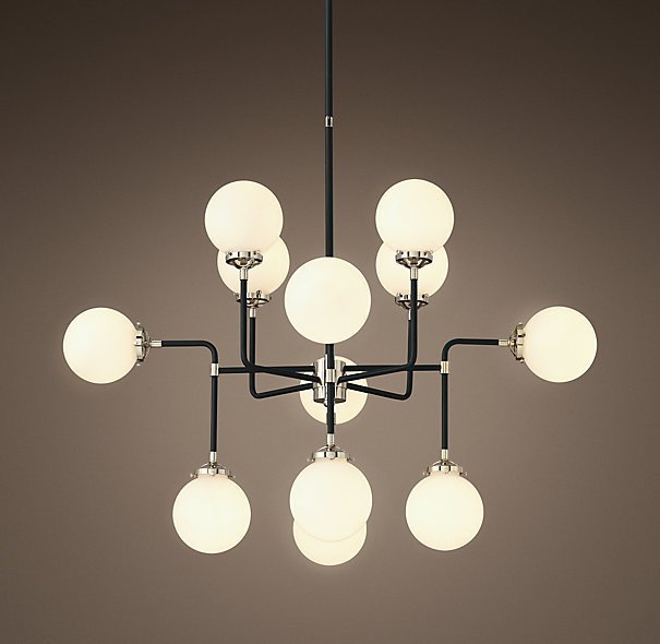 Люстра BISTRO GLOBE MILK GLASS SILVER CHANDELIER 12 Черный Серебряный Белый Люстра BISTRO GLOBE MILK GLASS SILVER CHANDELIER 12 Черный Серебряный Белый в Челябинске | Loft Concept