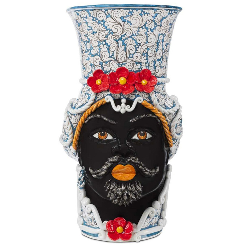 Ваза Vase Moro Man Giant Flower Blue and Red Голубой Черный Красный Мульти Белый Ваза Vase Moro Man Giant Flower Blue and Red Голубой Черный Красный Мульти Белый в Челябинске | Loft Concept