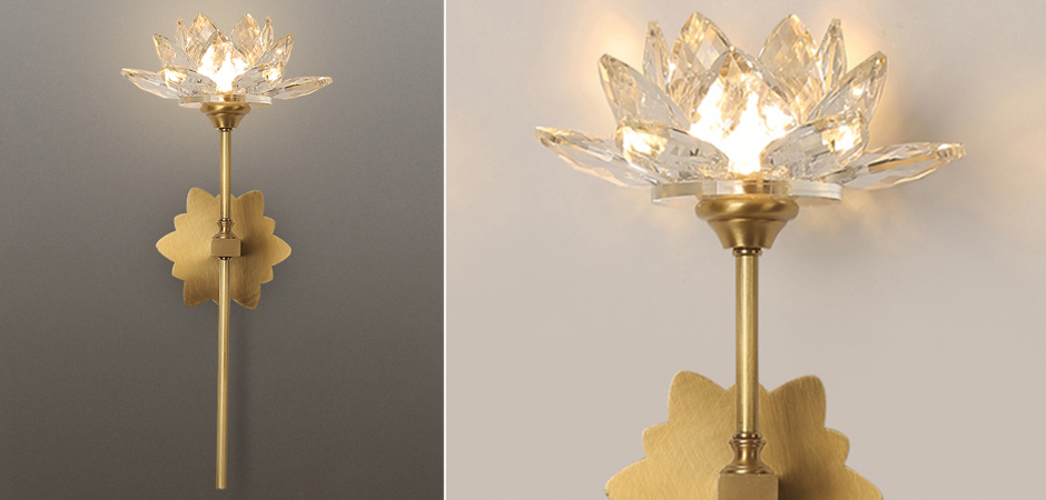 Настенный светильник Хрустальный Цветок Лотоса Lotus flower Wall Clear Glass C Настенный светильник Хрустальный Цветок Лотоса Lotus flower Wall Clear Glass C - Loft-Concept в Челябинске