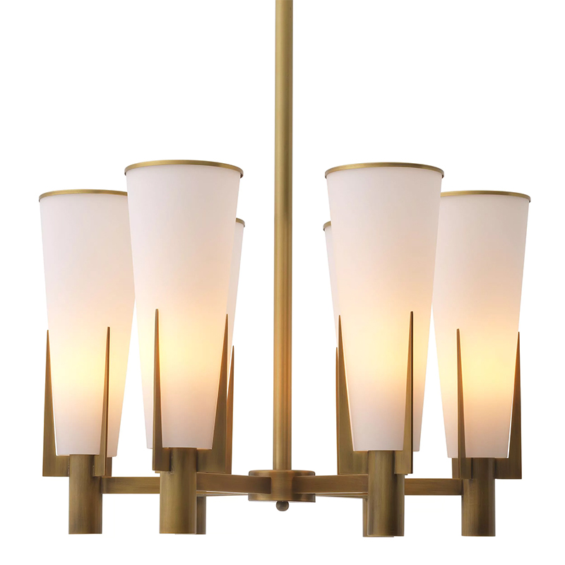 Люстра Eichholtz Chandelier Dino Brass Латунь Белое матовое стекло Люстра Eichholtz Chandelier Dino Brass Латунь Белое матовое стекло в Челябинске | Loft Concept