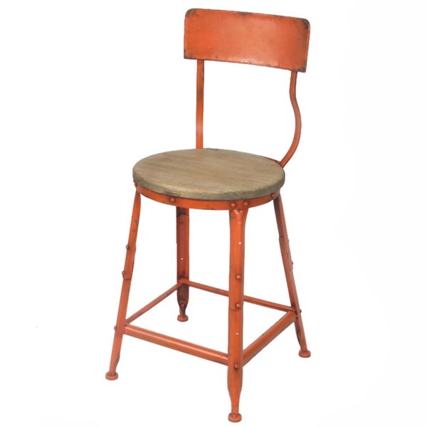 Барный стул Industrial Barstool Vintage Orange Оранжевый Коричневый Барный стул Industrial Barstool Vintage Orange Оранжевый Коричневый в Челябинске | Loft Concept