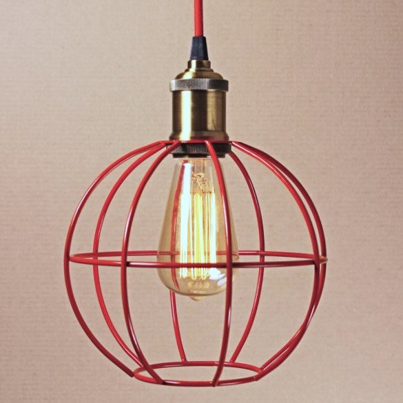 Подвесной светильник Wire Cage Pendant Ball Red Красный Подвесной светильник Wire Cage Pendant Ball Red Красный в Челябинске | Loft Concept