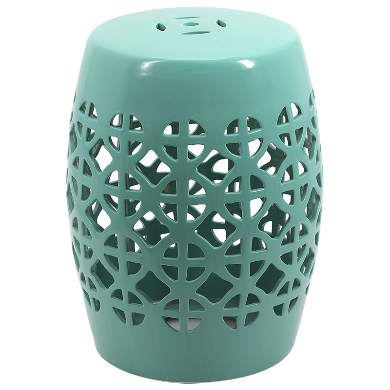 Керамический табурет Geometric Circles Garden Stool - Light Blue Бирюзовый Керамический табурет Geometric Circles Garden Stool - Light Blue Бирюзовый в Челябинске | Loft Concept