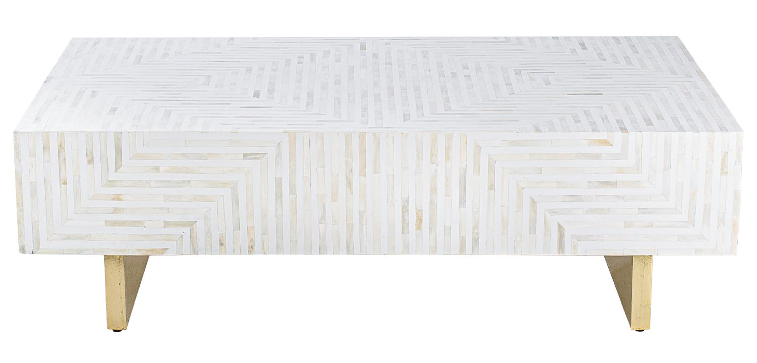 Журнальный стол Cream Indian Bone Inlay coffee table - фото
