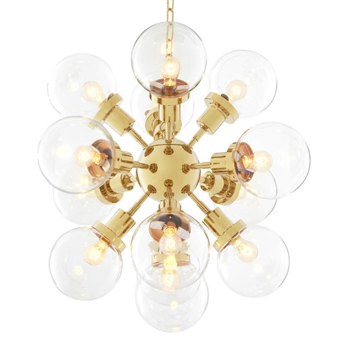 Люстра Chandelier Ludlow Gold Глянцевое золото Прозрачное Стекло Люстра Chandelier Ludlow Gold Глянцевое золото Прозрачное Стекло в Челябинске | Loft Concept