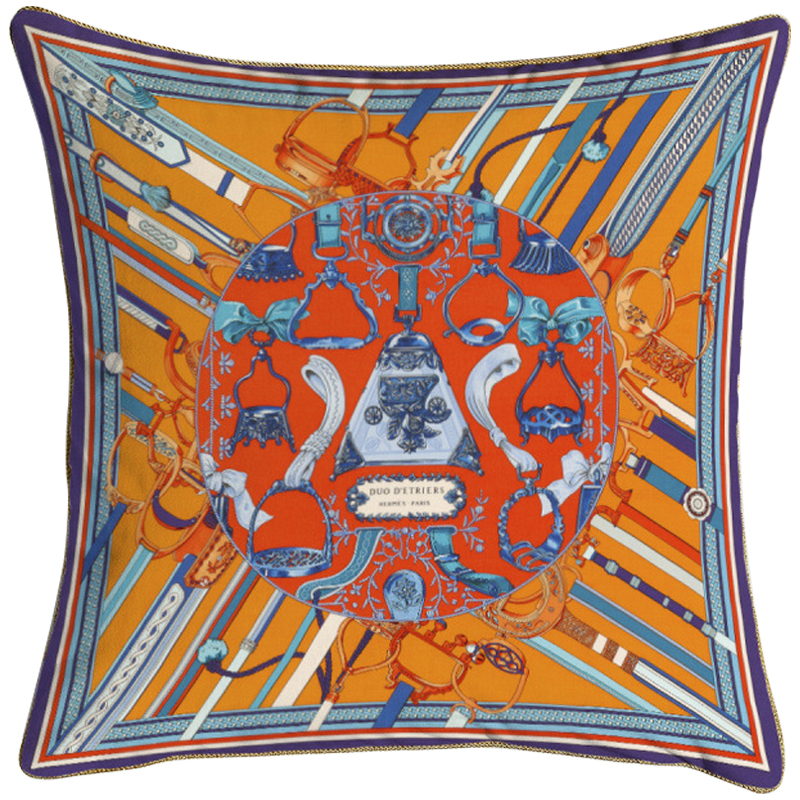 Декоративная подушка Hermes 63 Мульти Оранжевый Красный Синий Декоративная подушка Hermes 63 Мульти Оранжевый Красный Синий в Челябинске | Loft Concept