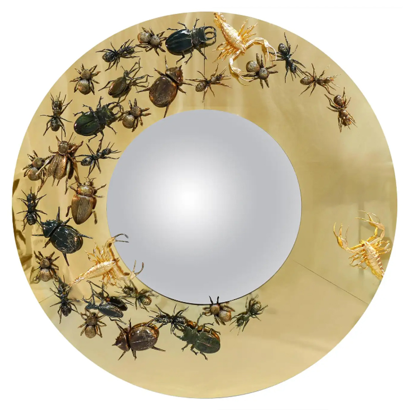 Зеркало Metamorphosis Convex Mirror in Polished Brass Золотой в Челябинске | Loft Concept 