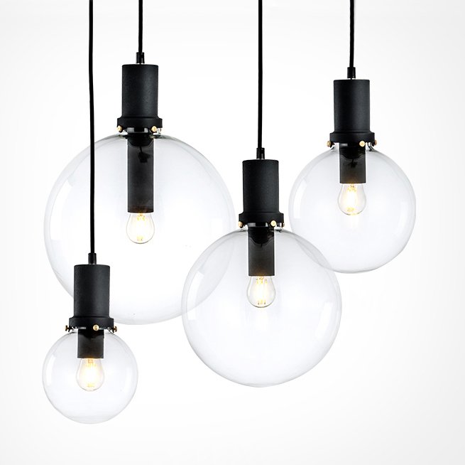 Подвесной светильник Glass Globe Black Прозрачное Стекло Черный Подвесной светильник Glass Globe Black Прозрачное Стекло Черный в Челябинске | Loft Concept