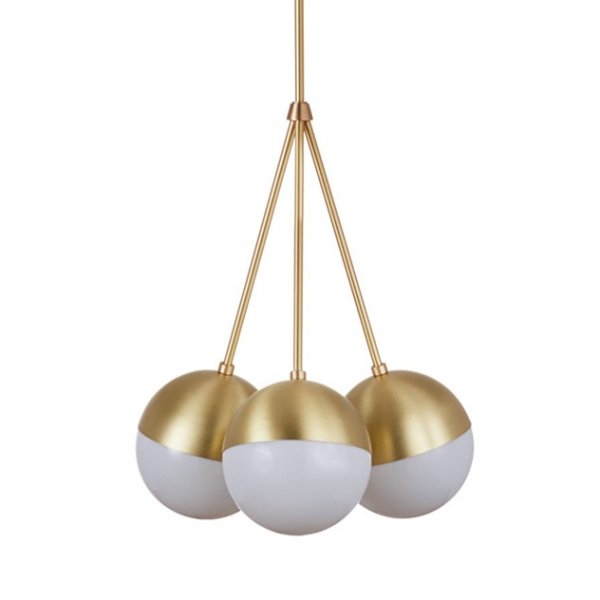 Подвесной светильник Copper Light Chandelier 3 Белый Латунь Подвесной светильник Copper Light Chandelier 3 Белый Латунь в Челябинске | Loft Concept