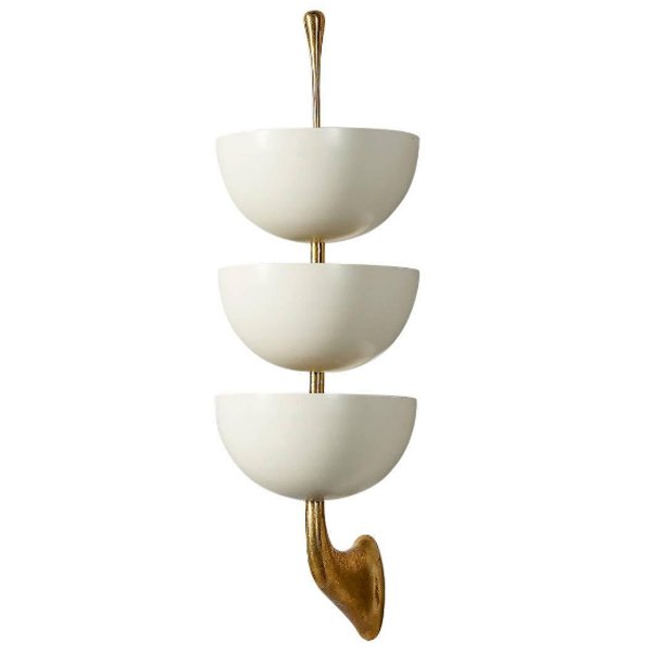 Бра Stilnovo Rare Pair of Stamped Sconces Белый Золотой Бра Stilnovo Rare Pair of Stamped Sconces Белый Золотой в Челябинске | Loft Concept