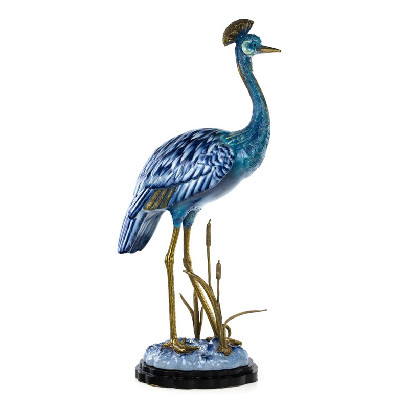 Статуэтка Crane Figurine Белый Синий Бронза Статуэтка Crane Figurine Белый Синий Бронза в Челябинске | Loft Concept