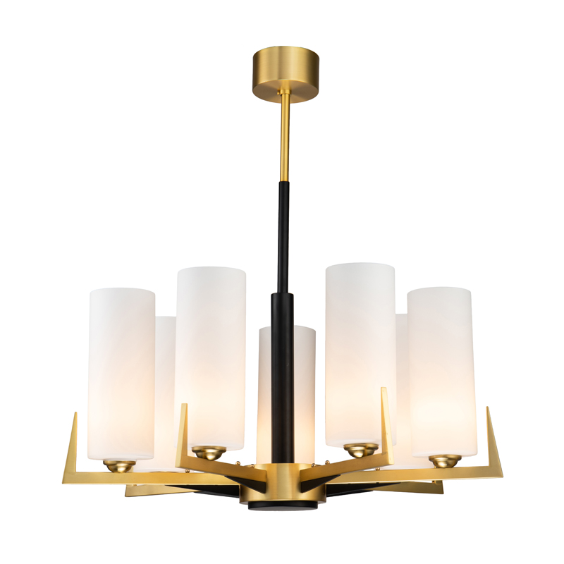 Люстра Benoit Chandelier 75 Латунь Белое матовое стекло Черный Люстра Benoit Chandelier 75 Латунь Белое матовое стекло Черный в Челябинске | Loft Concept