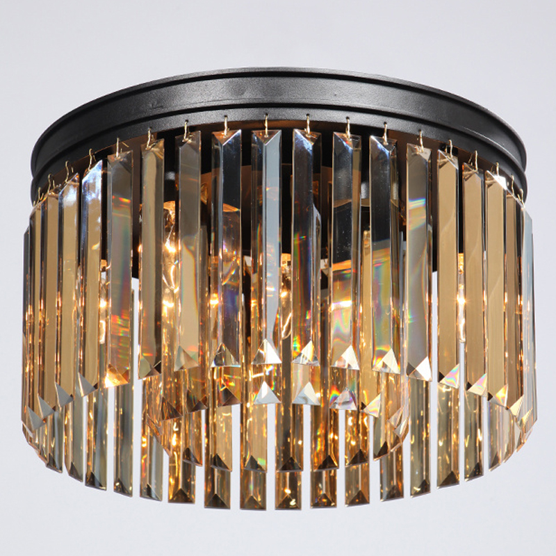 Потолочный светильник ODEON Amber GLASS Prism Round 2-TIER 40 см Черный в Челябинске | Loft Concept 