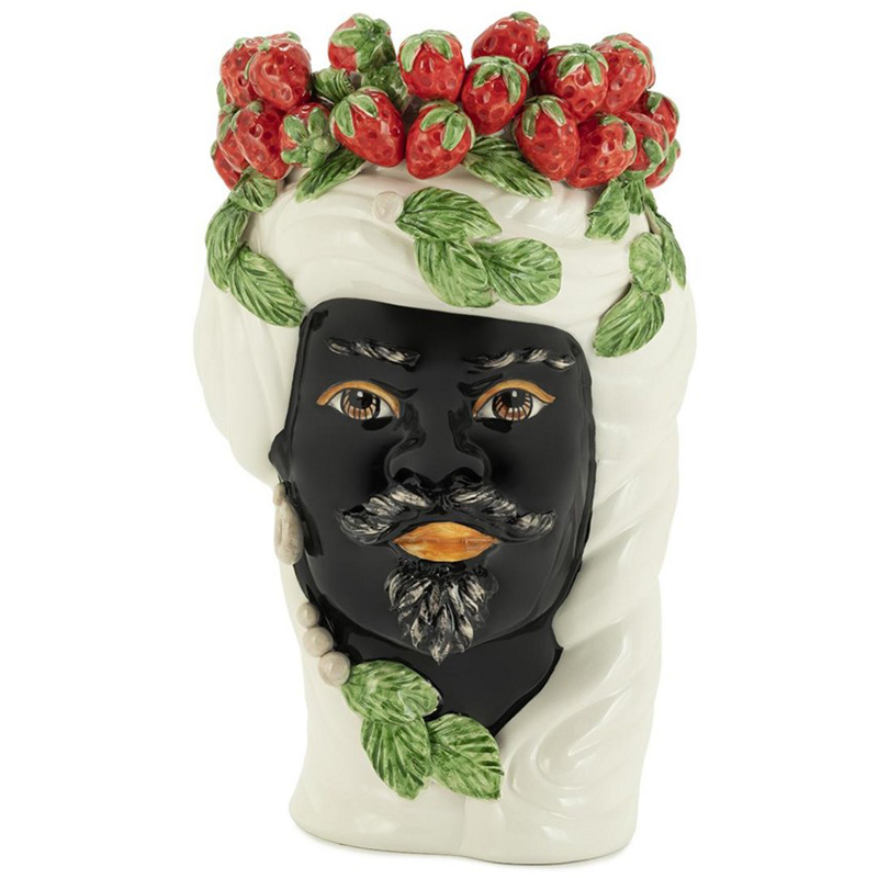 Ваза Vase Strawberries Head Man White Мульти Белый Красный Зеленый Черный Ваза Vase Strawberries Head Man White Мульти Белый Красный Зеленый Черный в Челябинске | Loft Concept